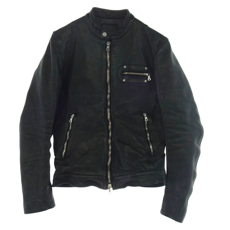 ISAMUKATAYAMA BACKLASH イサムカタヤマバックラッシュ 1645-01 バングラディッシュカーフ製品染め シングルライダースジャケット ブラック系 S【中古】