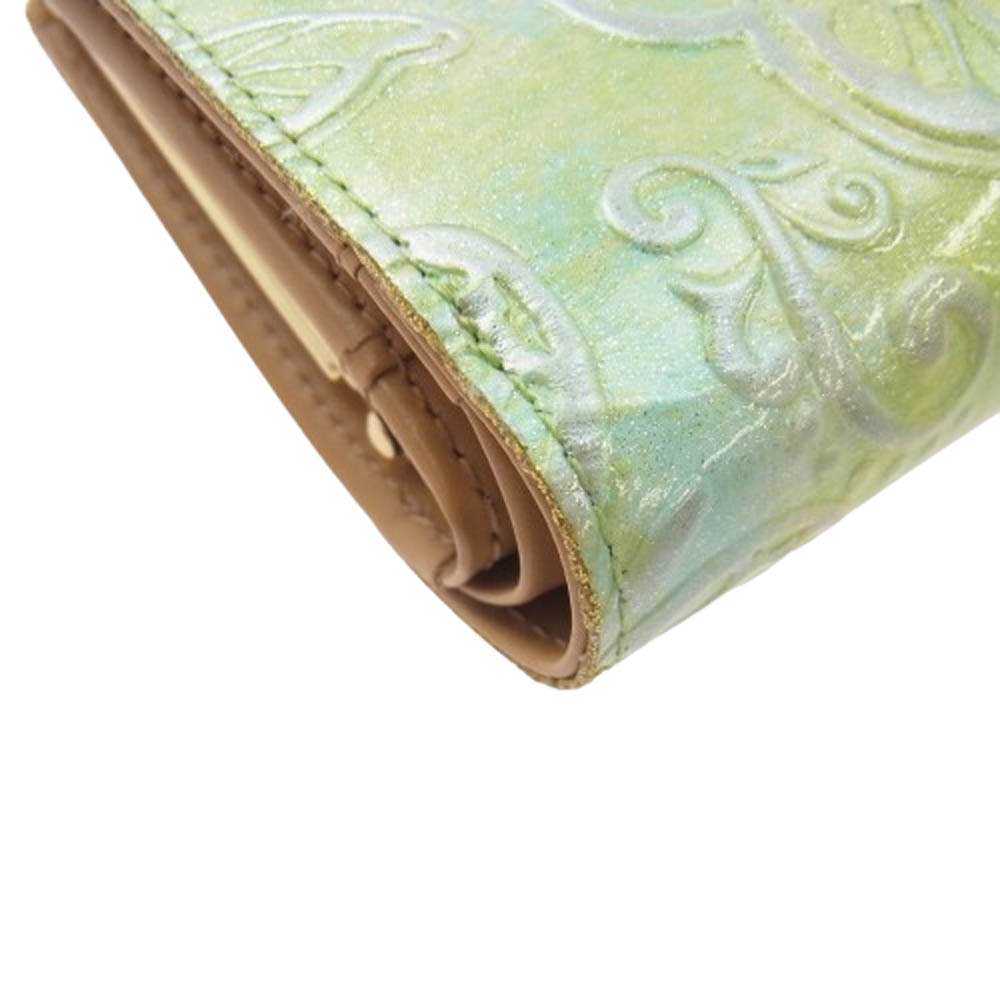 ANNA SUI アナスイ 316893-70 パピヨン 口金2つ折り財布 コンパクトウォレット グリーン グリーン系【極上美品】【中古】