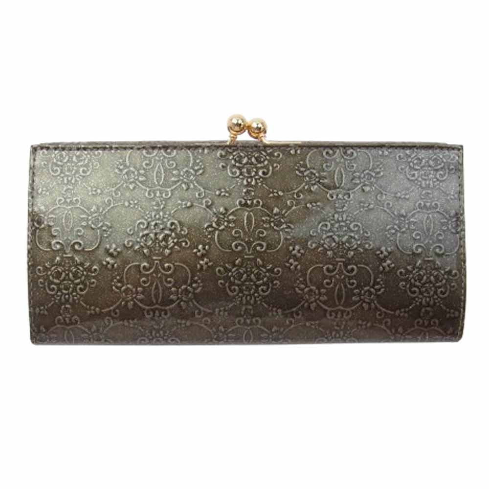 ANNA SUI アナスイ 317971-20 ルーミー 口金長財布 ロングウォレット グレー ゴールド系【極上美品】【中古】