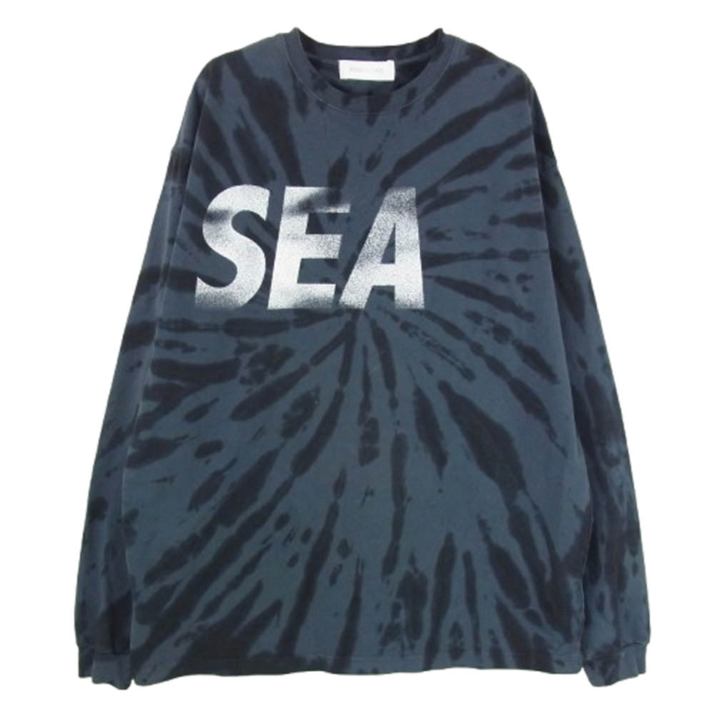 WIND AND SEA ウィンダンシー TIE-DYE L/S TEE タイダイ ビッグロゴ 長袖 Tシャツ カットソー ダークグレー系 M【中古】