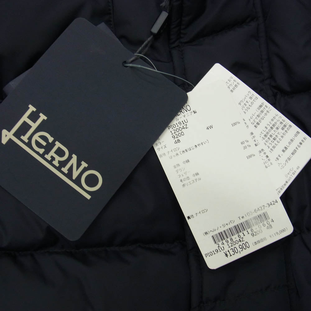 Herno ヘルノ PI0191U-12004Z POLAR TECH ポーラテック 4ポケット フード付き ダウンジャケット ダウンコート ネイビー系 48【新古品】【未使用】【中古】