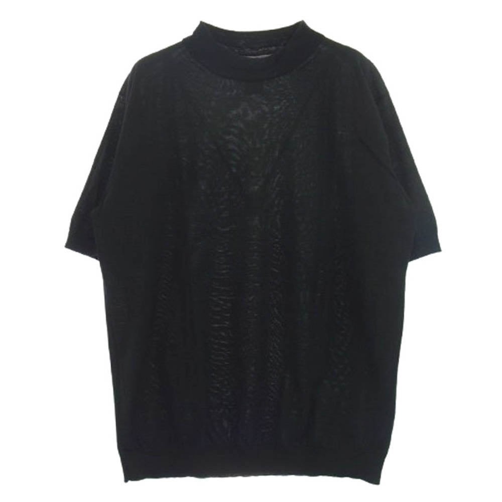 バトナー BN-20SM-047 ウール モックネック ニットソー 半袖 Tシャツ カットソー ブラック系 2【中古】