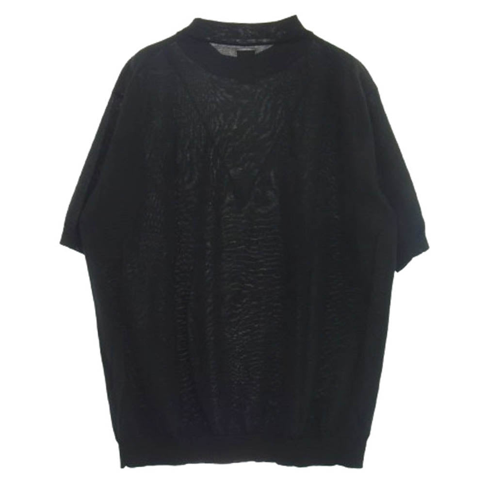 バトナー BN-20SM-047 ウール モックネック ニットソー 半袖 Tシャツ カットソー ブラック系 2【中古】