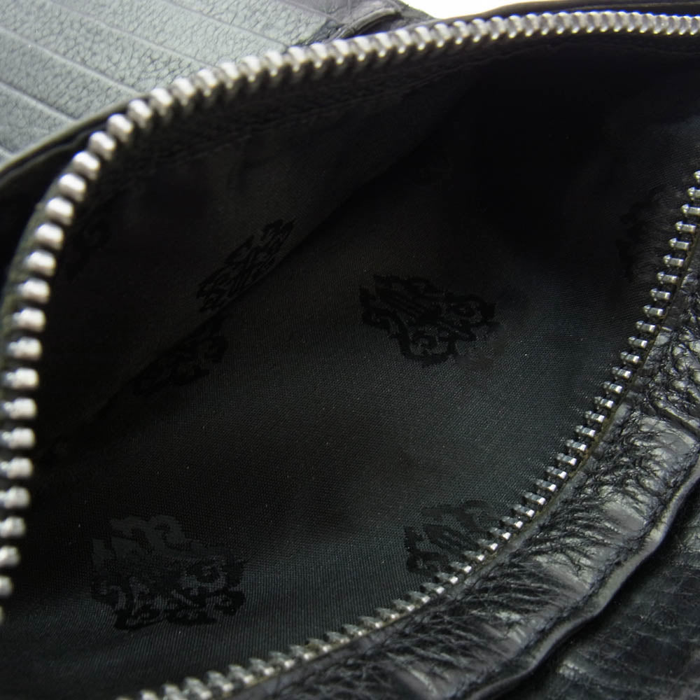 CHROME HEARTS クロムハーツ（原本無） WAVE ウェーブ クロスボールボタン レザー ロングウォレット 長財布 ブラック系【中古】