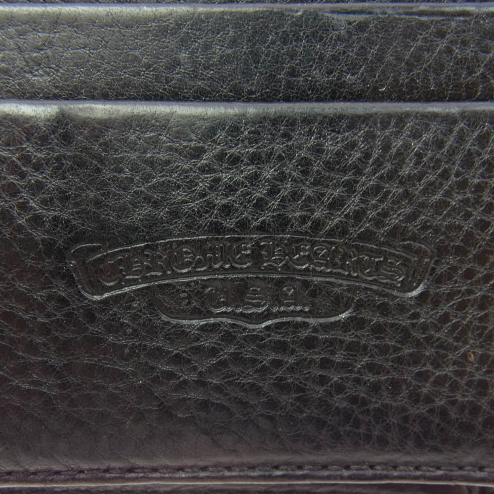 CHROME HEARTS クロムハーツ（原本無） WAVE ウェーブ クロスボールボタン レザー ロングウォレット 長財布 ブラック系【中古】