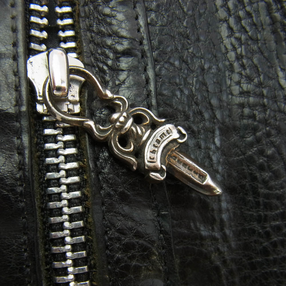 CHROME HEARTS クロムハーツ（原本無） WAVE ウェーブ クロスボールボタン レザー ロングウォレット 長財布 ブラック系【中古】