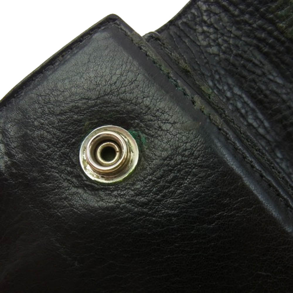 CHROME HEARTS クロムハーツ（原本無） WAVE ウェーブ クロスボールボタン レザー ロングウォレット 長財布 ブラック系【中古】