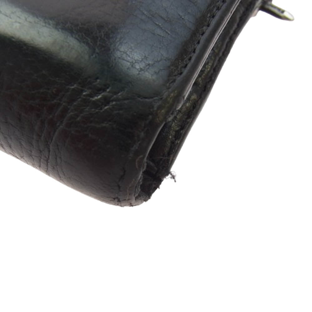 CHROME HEARTS クロムハーツ（原本無） WAVE ウェーブ クロスボールボタン レザー ロングウォレット 長財布 ブラック系【中古】