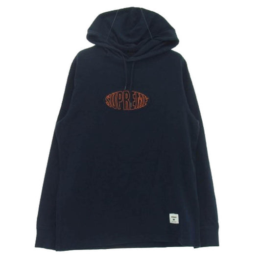 Supreme シュプリーム 17SS Warp Hooded L/S Top フード付き ロングスリーブ Tシャツ ネイビー系 M【中古】