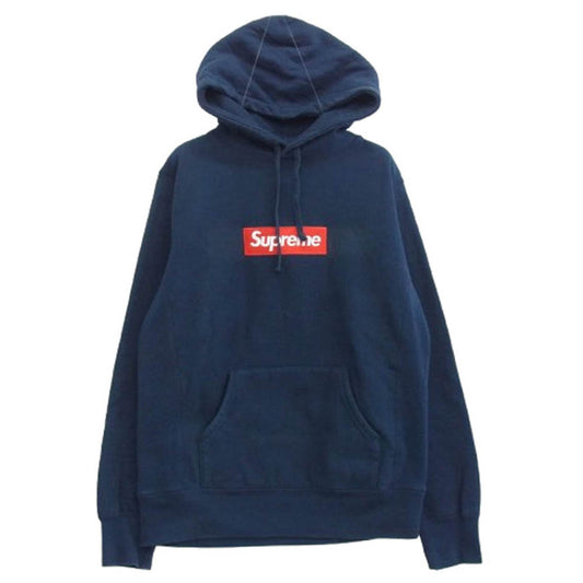Supreme シュプリーム 12AW BOX LOGO HOODED SWEATSHIRT ボックス ロゴ スウェット パーカー ネイビー系 M【中古】