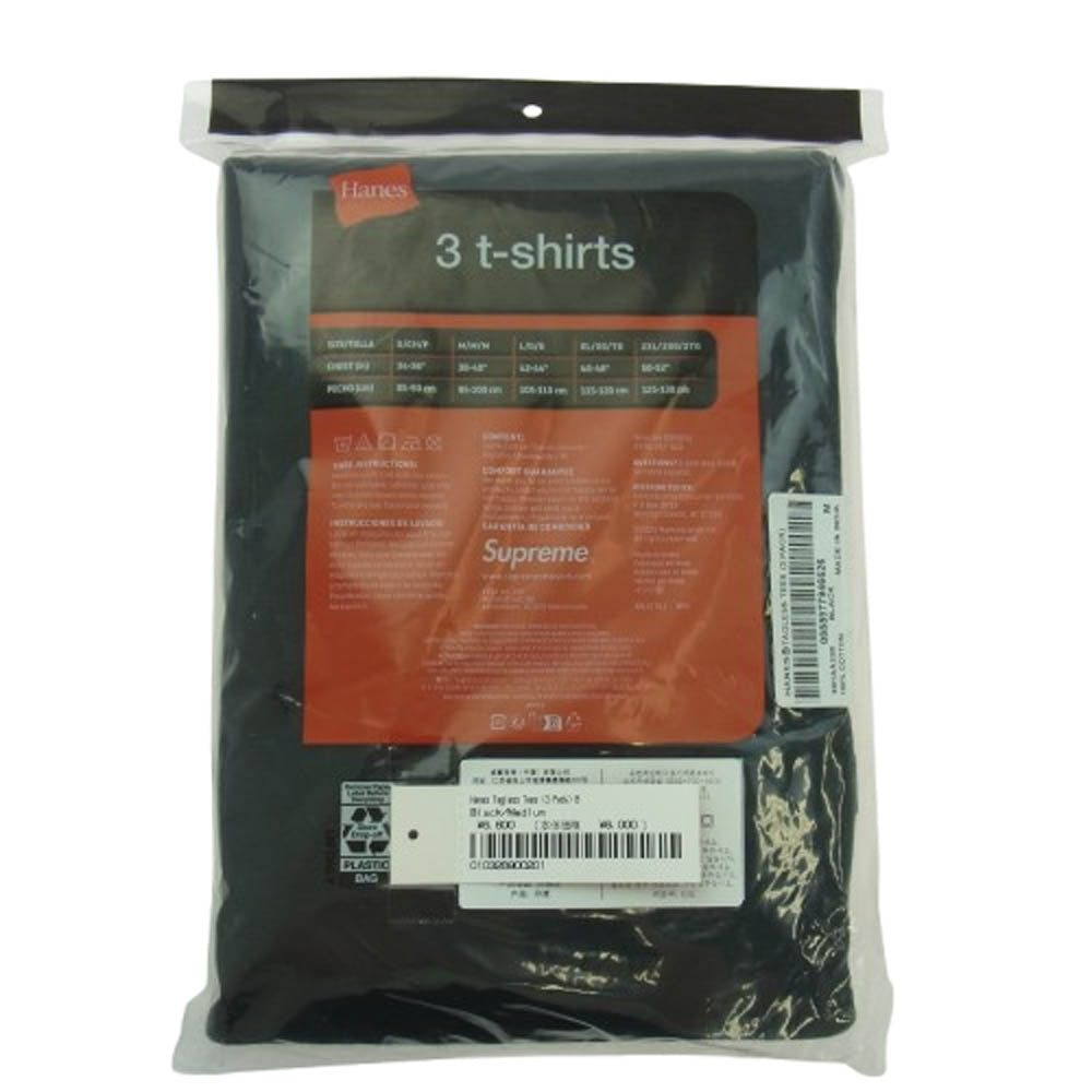 Supreme シュプリーム Hanes Tagless Tees 3pack ヘインズ Tシャツ 3枚パック ブラック系 M【新古品】【未使用】【中古】