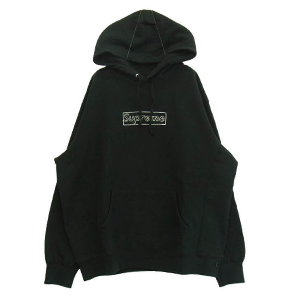 Supreme シュプリーム 21SS kaws chalk logo hooded sweatshirt カウズ チョーク ボックス ロゴ プルオーバー パーカー ブラック系 M【中古】