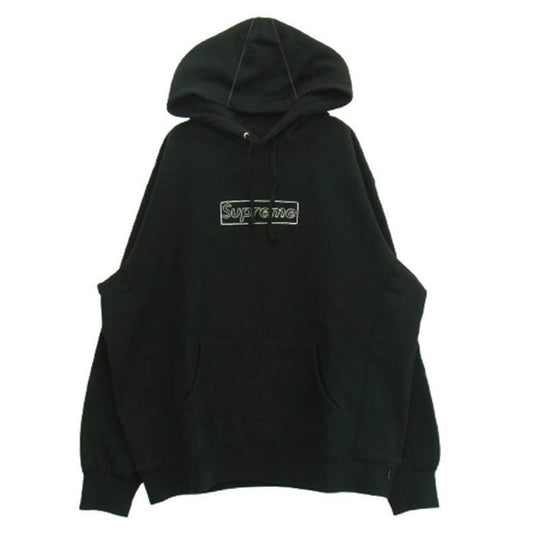 Supreme シュプリーム 21SS kaws chalk logo hooded sweatshirt カウズ チョーク ボックス ロゴ プルオーバー パーカー ブラック系 M【中古】