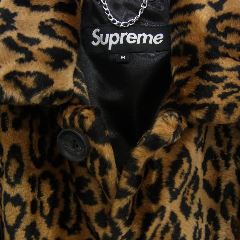 Supreme シュプリーム 16AW Leopard Faux Fur Coat レオパード ファー コート ジャケット ブラウン系 ブラック系 M【中古】