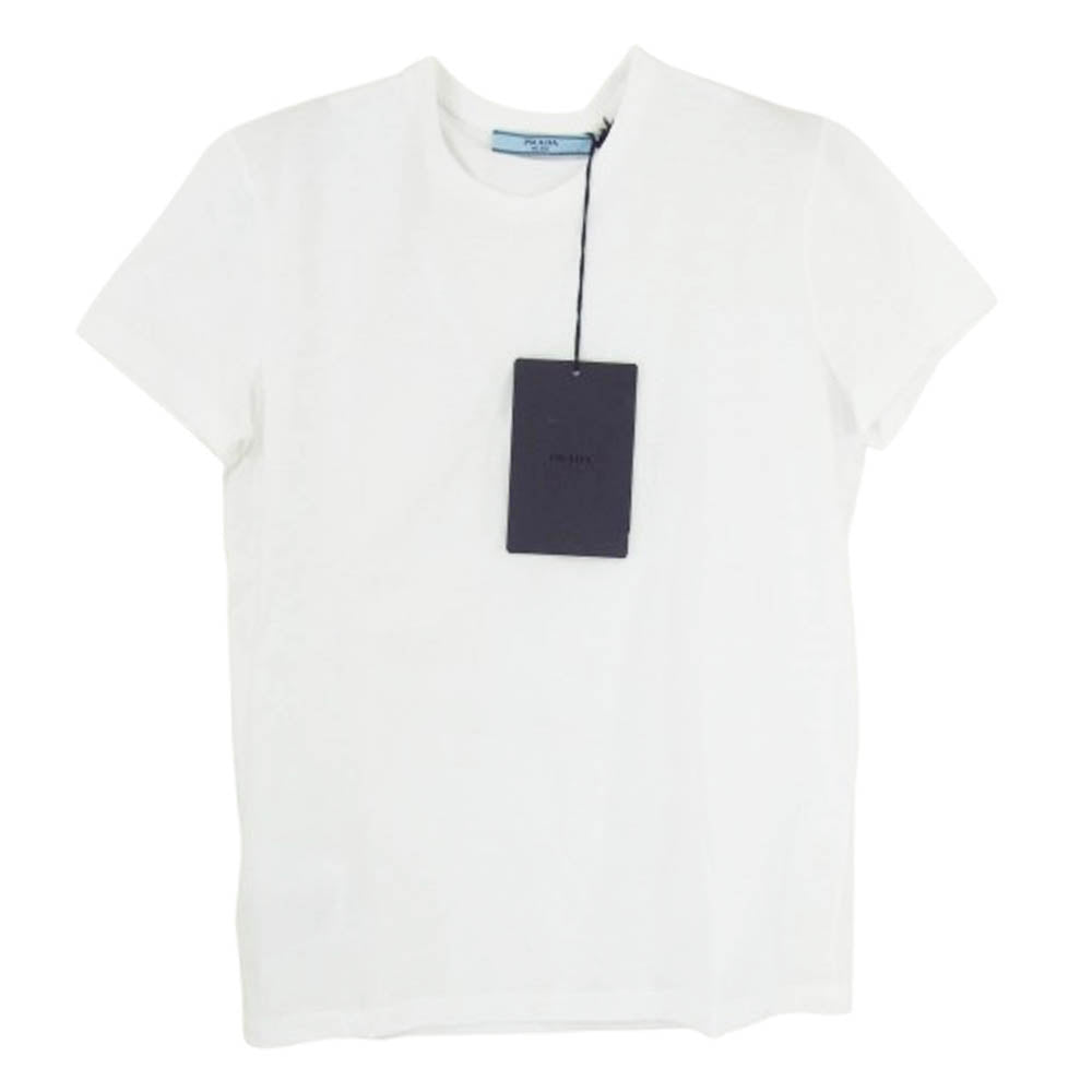 PRADA プラダ 24SS DNA604 コットン レギュラー クルーネック プレーン 半袖Ｔシャツ ホワイト系 S【新古品】【未使用】【中古】
