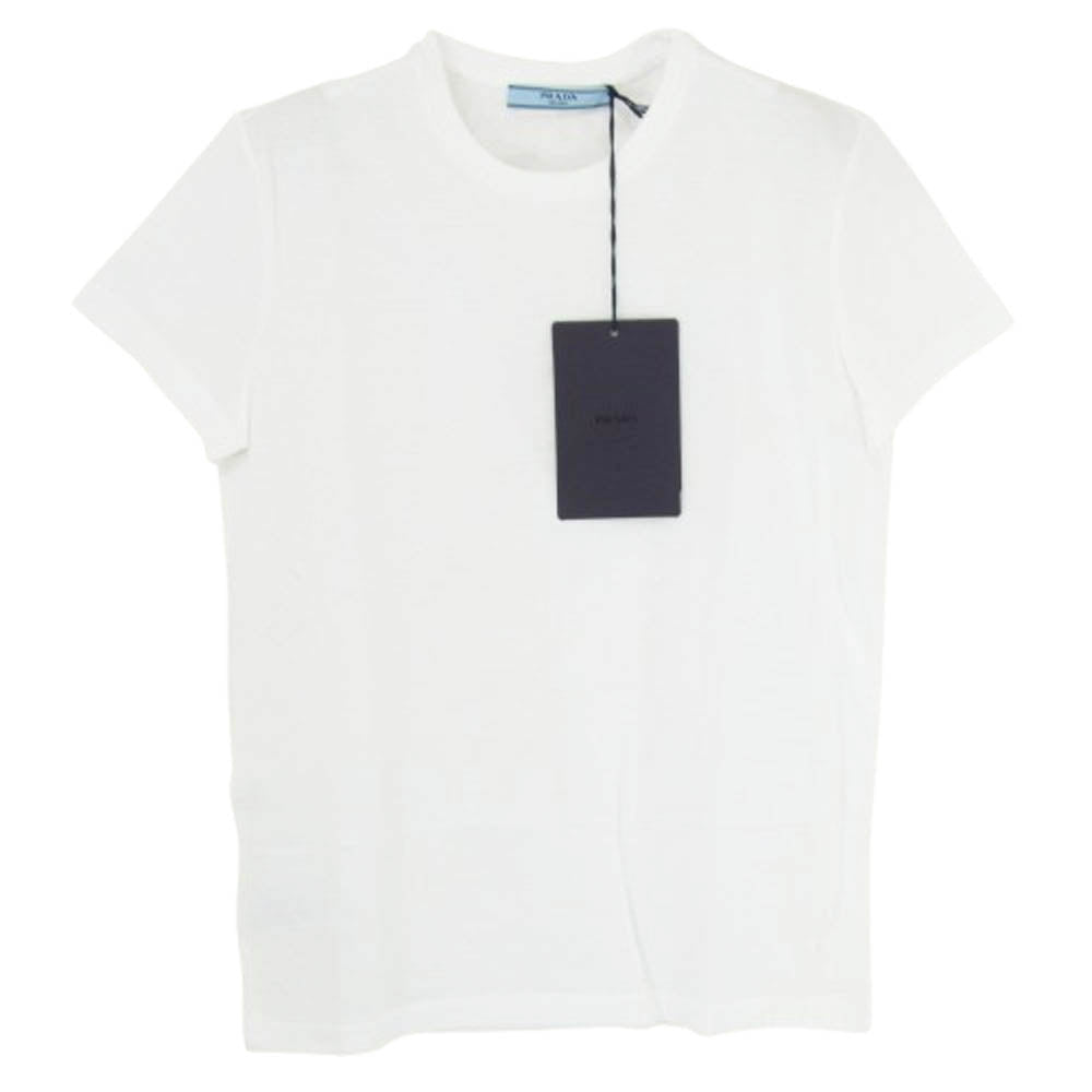 PRADA プラダ 24SS DNA604 コットン レギュラー クルーネック プレーン 半袖Ｔシャツ ホワイト系 S【新古品】【未使用】【中古】