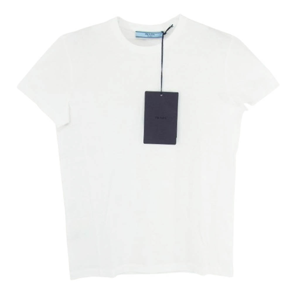 PRADA プラダ 24SS DNA604 コットン レギュラー クルーネック プレーン 半袖Ｔシャツ ホワイト系 S【新古品】【未使用】【中古】
