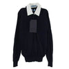 PRADA プラダ DNA00T S000 145T 襟付き ウール ニット 長袖 ポロシャツ ダークネイビー系 36【中古】