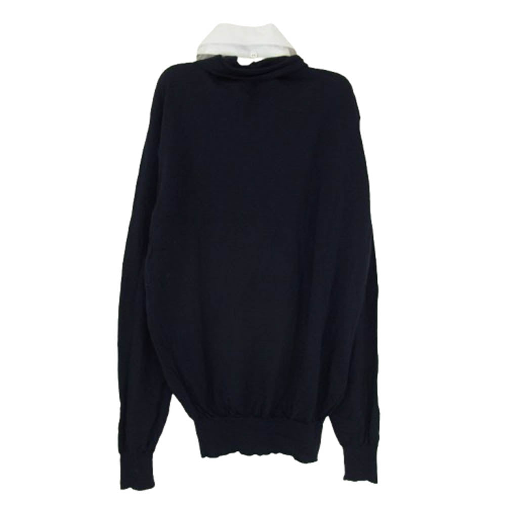 PRADA プラダ DNA00T S000 145T 襟付き ウール ニット 長袖 ポロシャツ ダークネイビー系 36【中古】