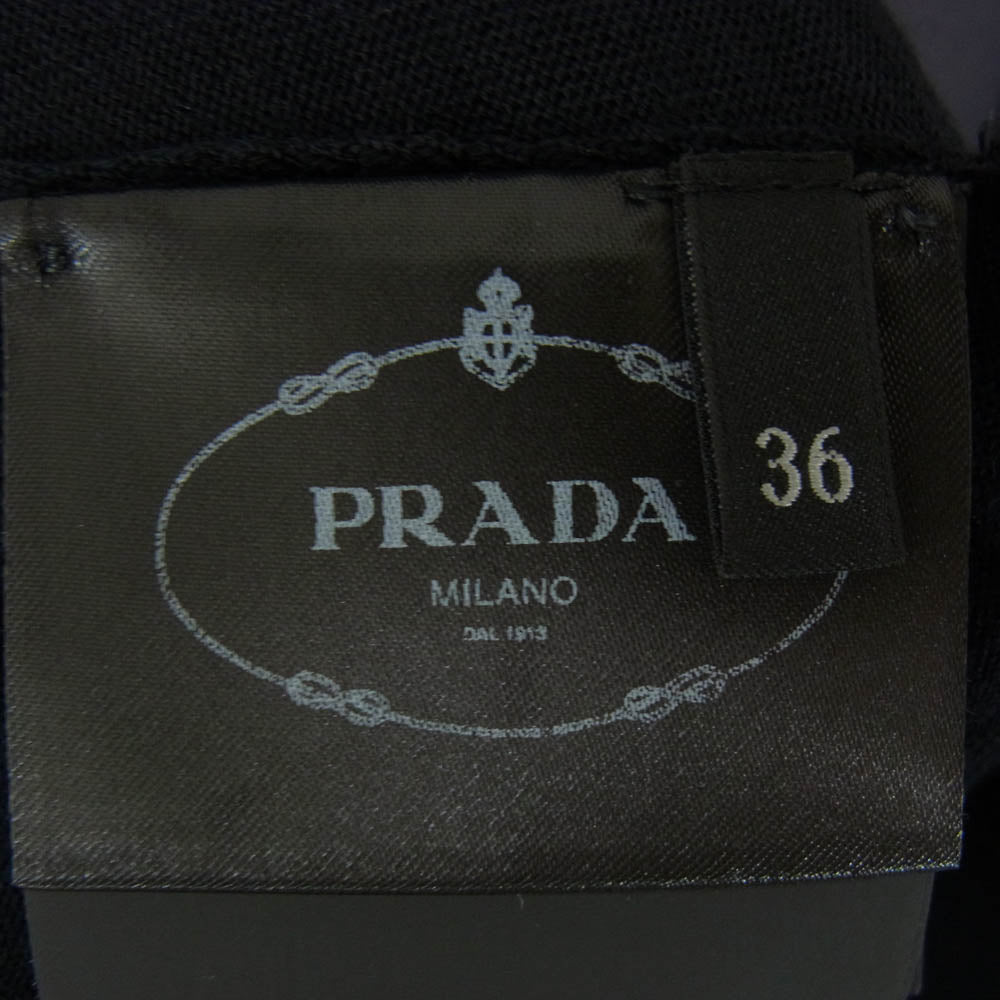 PRADA プラダ DNA00S 23年製 バージンウール Vネック カーディガン ブラック系 36【新古品】【未使用】【中古】