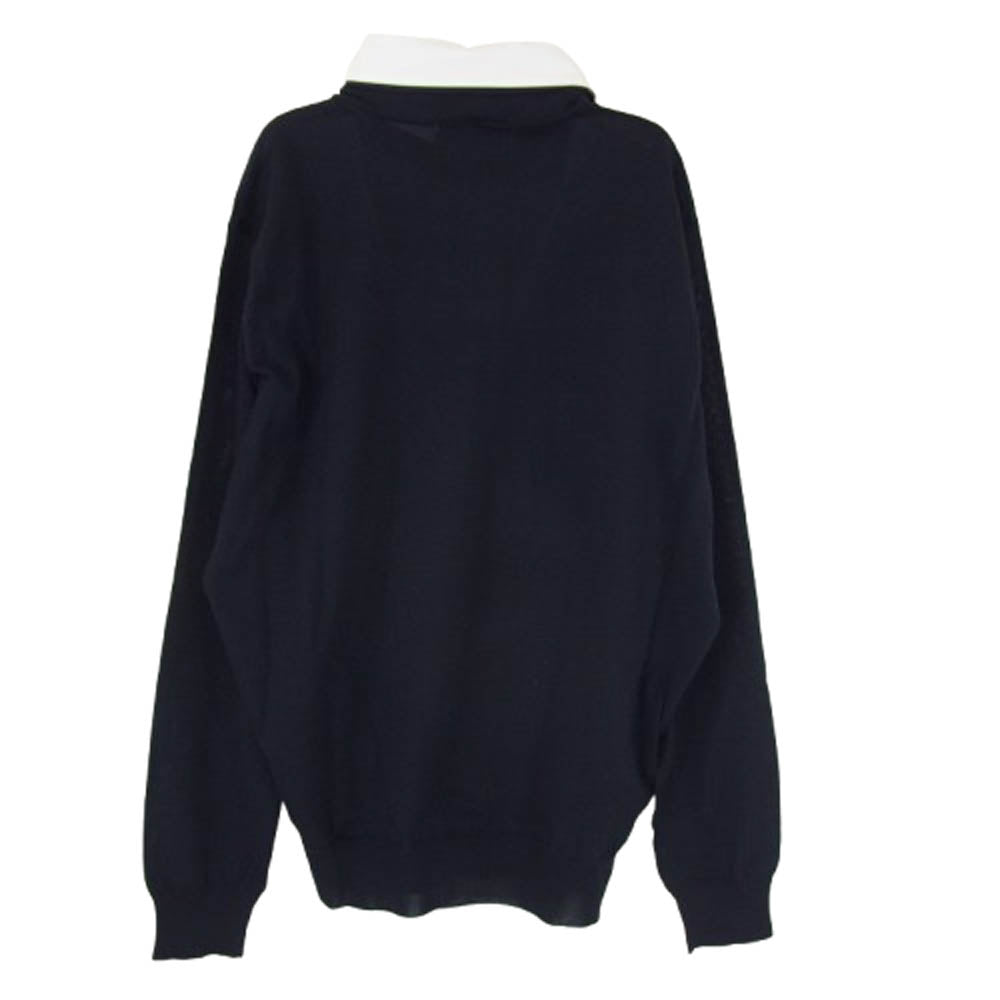 PRADA プラダ DNA00T S000 145T 襟付き ウール ニット 長袖 ポロシャツ ダークネイビー系 36【極上美品】【中古】