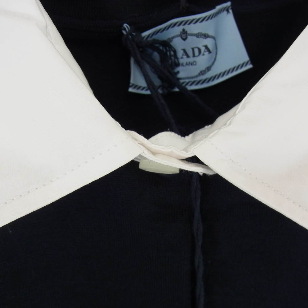 PRADA プラダ DNA00T S000 145T 襟付き ウール ニット 長袖 ポロシャツ ダークネイビー系 36【極上美品】【中古】