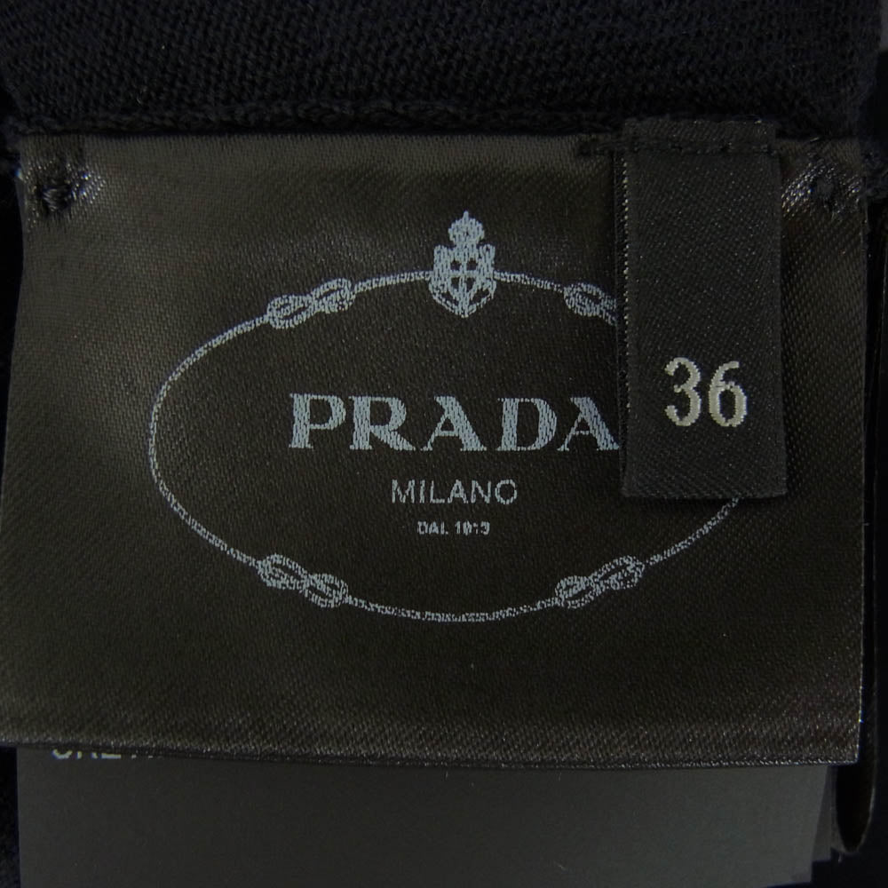 PRADA プラダ DNA00S 23年製 バージンウール Vネック カーディガン ダークネイビー系 36【新古品】【未使用】【中古】