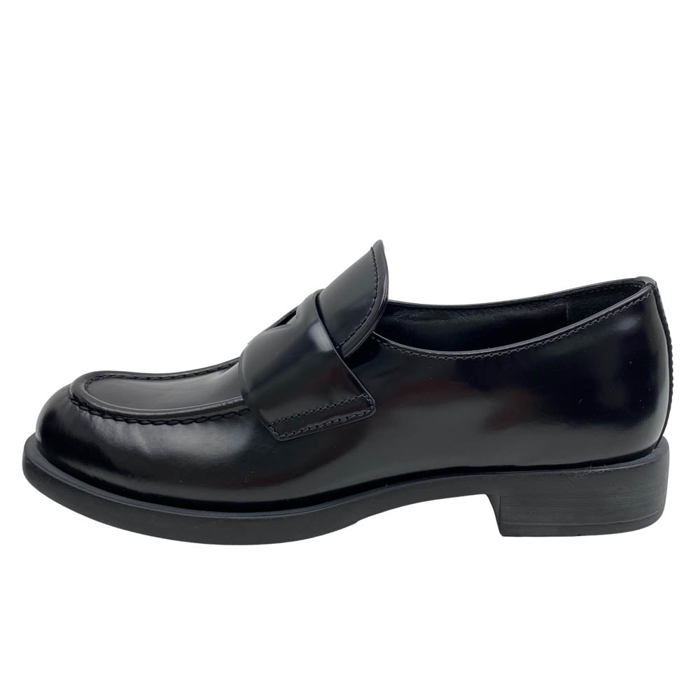 PRADA プラダ DNC725 レザー ローファー シューズ ブラック系 36【美品