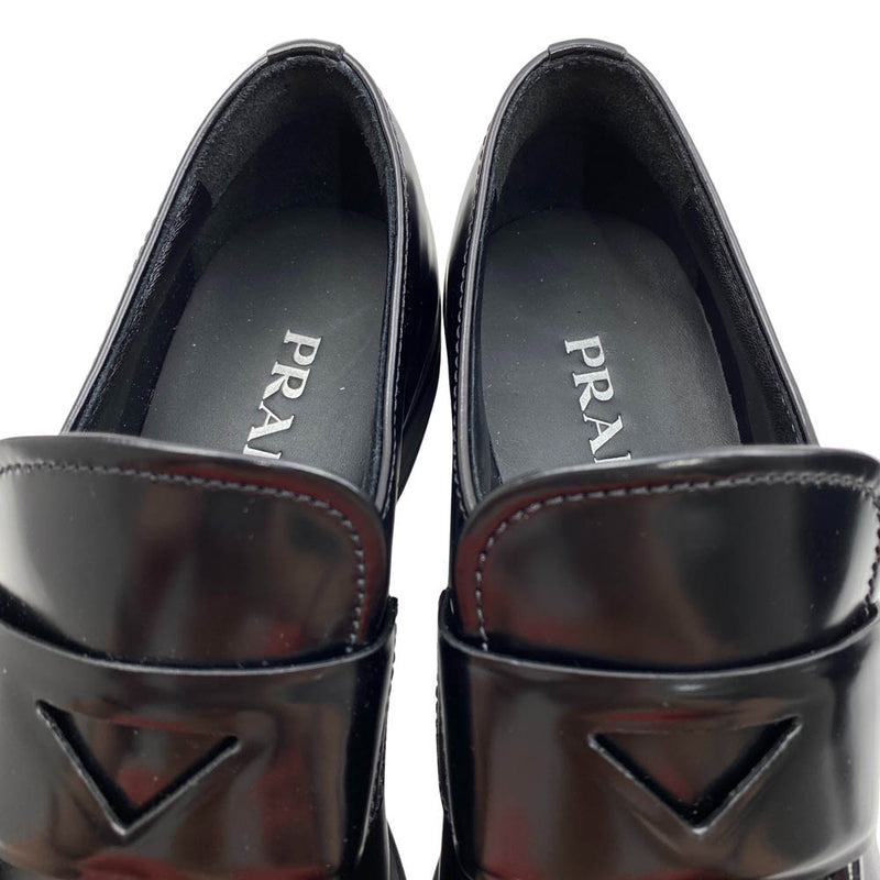 PRADA プラダ DNC725 レザー ローファー シューズ ブラック系 36【美品