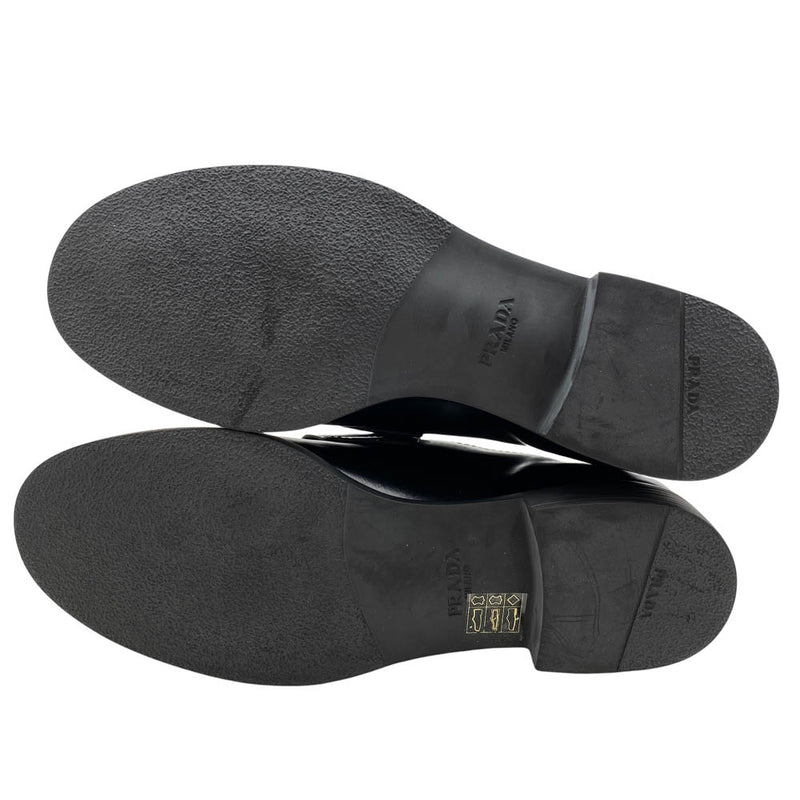 PRADA プラダ DNC725 レザー ローファー シューズ ブラック系 36【美品