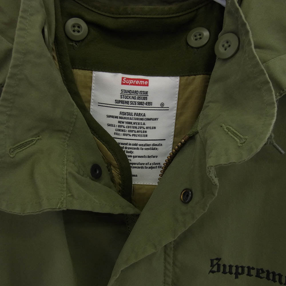 Supreme シュプリーム 17AW AKIRA Fishtail parka アキラ フィッシュテイル パーカ バックプリント ロゴ刺繍 モッズコート ジャケット グリーン系 L【中古】