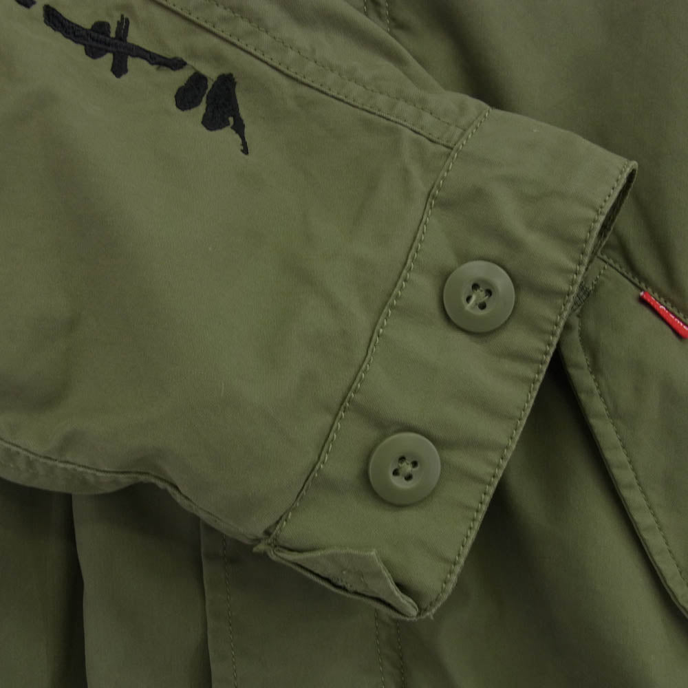 Supreme シュプリーム 17AW AKIRA Fishtail parka アキラ フィッシュテイル パーカ バックプリント ロゴ刺繍 モッズコート ジャケット グリーン系 L【中古】