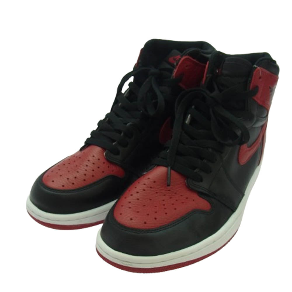 NIKE ナイキ 555088-001 【フェイクバスターズ鑑定済】Air Jordan 1 Retro High OG Bred Banned エアジョーダン 1 レトロ ハイ OG ブレッド ハイカット　スニーカー ブラック系 レッド系 28.5cm【極上美品】【中古】