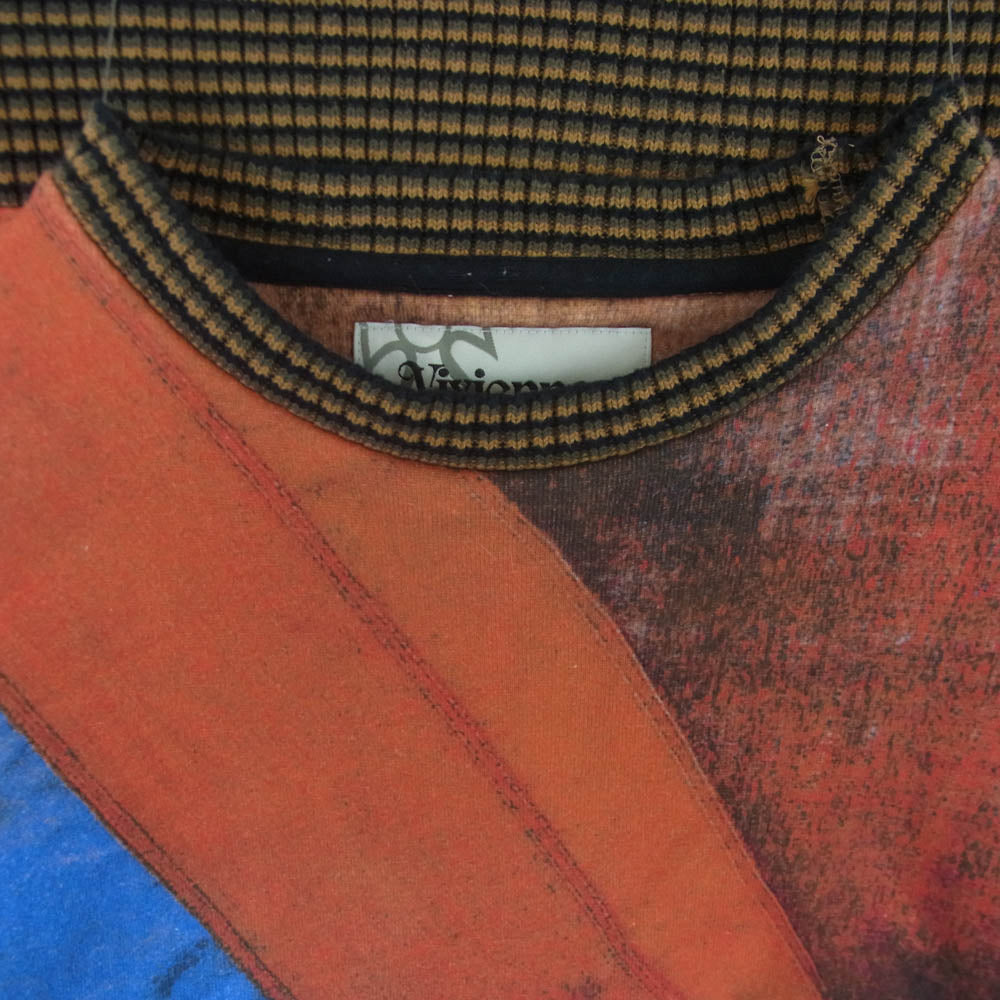 Vivienne WestwoodMAN ヴィヴィアンウエストウッドマン ロゴ 刺繍 コットン スウェット トレーナー VW-LP-71922 レッド系 マルチカラー系 ブルー系 44【中古】
