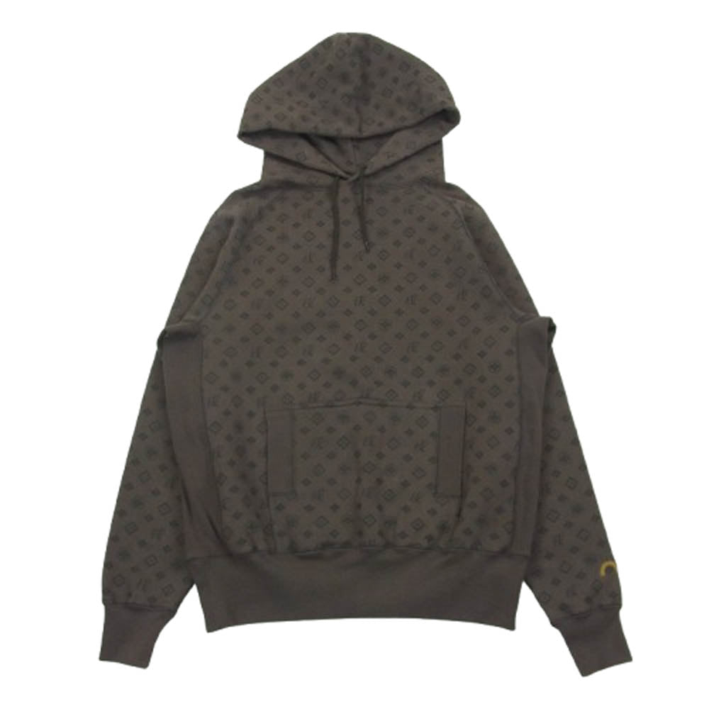 EVISU エヴィス モノグラム プリント プルオーバー フーディー パーカー ブラウン ブラウン系 40【中古】