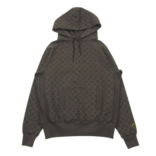EVISU エヴィス モノグラム プリント プルオーバー フーディー パーカー ブラウン ブラウン系 40【中古】