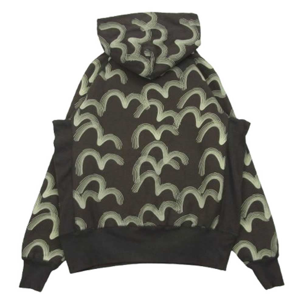 EVISU エヴィス カモメ 総柄 プリント プルオーバ― フーディー パーカー ブラウン ブラウン系 40【中古】