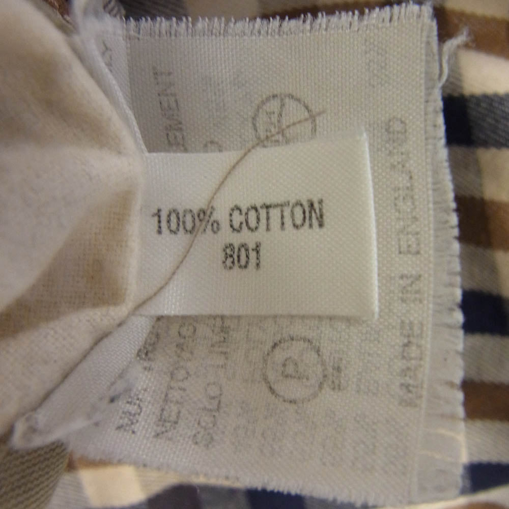 Aquascutum アクアスキュータム 英国製 旧タグ 裏地チェック ステンカラーコート ブラウン系 38【中古】