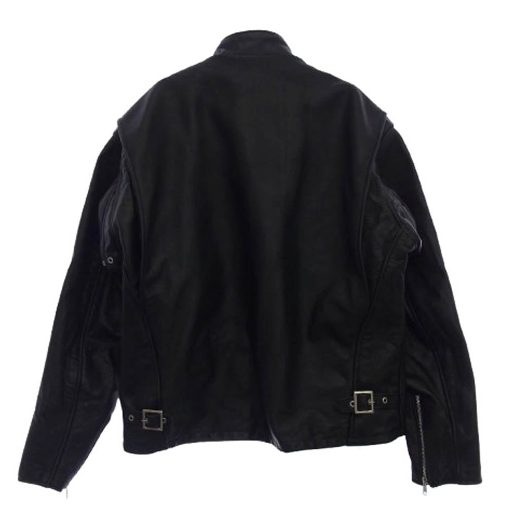 schott ショット SINGLE RIDERS LEATHER 641 スタンドカラー シングル ライダース ジャケット ブラック系 44【中古】