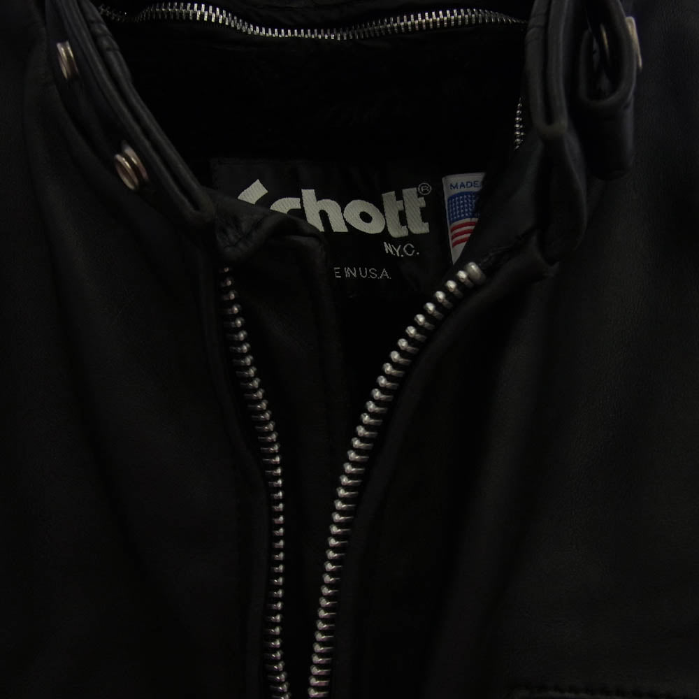 schott ショット SINGLE RIDERS LEATHER 641 スタンドカラー シングル ライダース ジャケット ブラック系 44【中古】