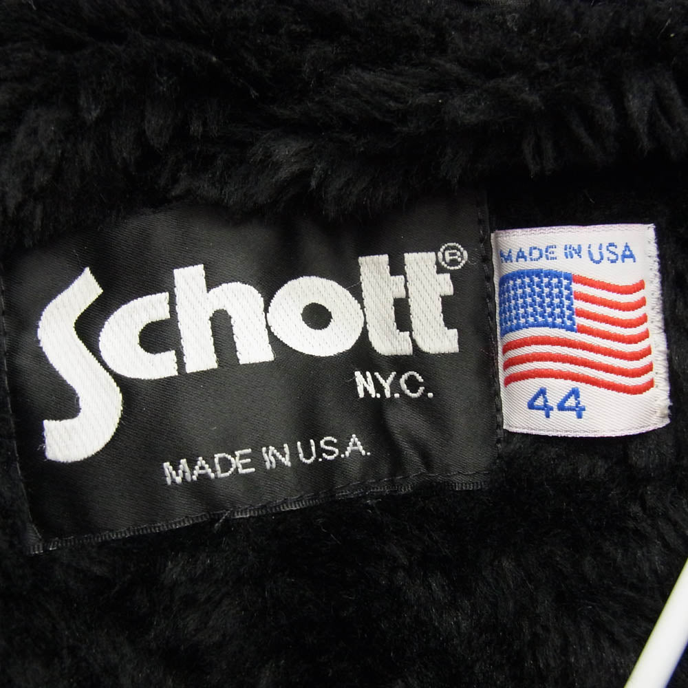 schott ショット SINGLE RIDERS LEATHER 641 スタンドカラー シングル ライダース ジャケット ブラック系 44【中古】
