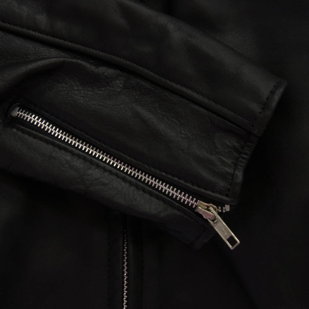 schott ショット SINGLE RIDERS LEATHER 641 スタンドカラー シングル ライダース ジャケット ブラック系 44【中古】