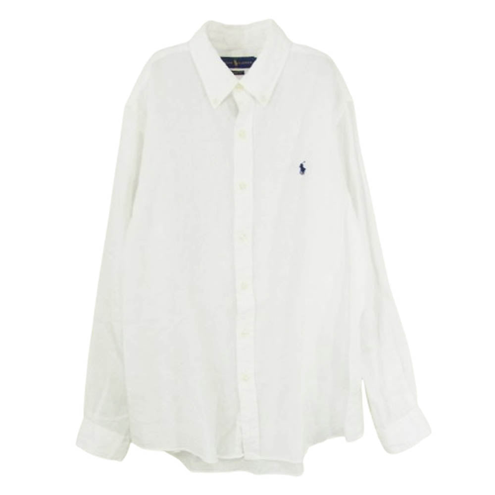 RALPH LAUREN ラルフローレン CLASSIC FIT BD クラシックフィット リネン ボタンダウン シャツ ホワイト系 L【中古】