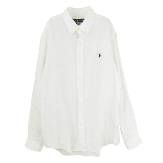 RALPH LAUREN ラルフローレン CLASSIC FIT BD クラシックフィット リネン ボタンダウン シャツ ホワイト系 L【中古】