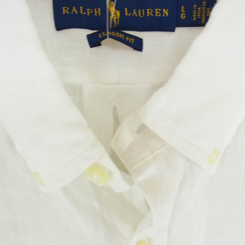 RALPH LAUREN ラルフローレン CLASSIC FIT BD クラシックフィット リネン ボタンダウン シャツ ホワイト系 L【中古】