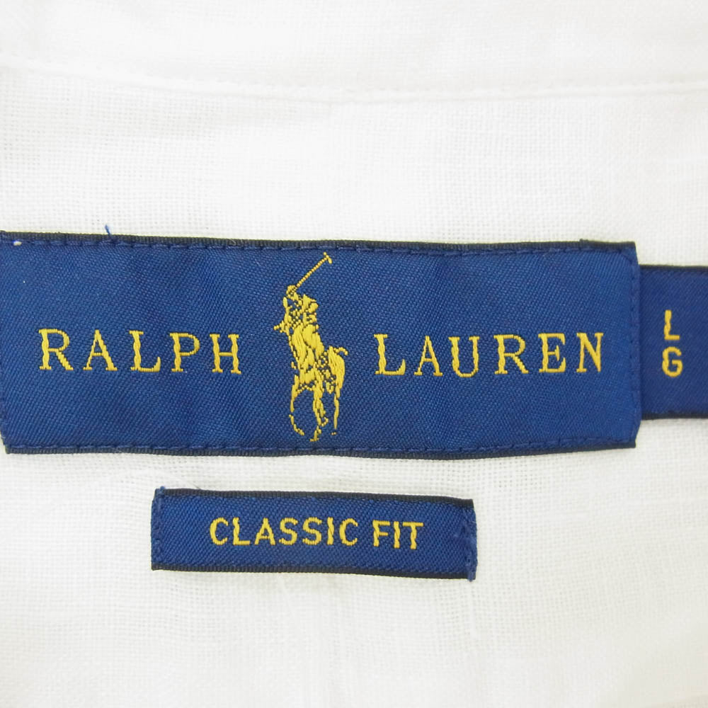 RALPH LAUREN ラルフローレン CLASSIC FIT BD クラシックフィット リネン ボタンダウン シャツ ホワイト系 L【中古】