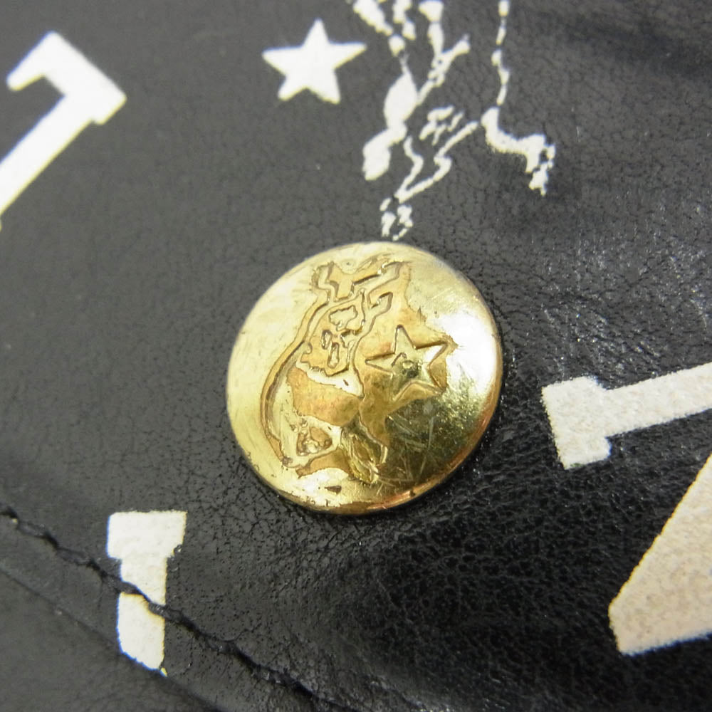 IL BISONTE イルビゾンテ アルファベット 総柄 レザー 長財布 ブラック系【中古】
