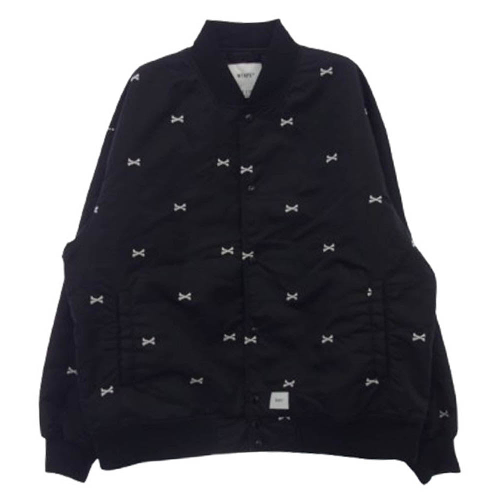 WTAPS ダブルタップス 22SS 221TQDT-JKM01 TEAM / JACKET / NYLON . TWILL . TEXTILE クロスボーン ナイロンツイル テキスタイル チーム ジャケット ブラック系 04【中古】