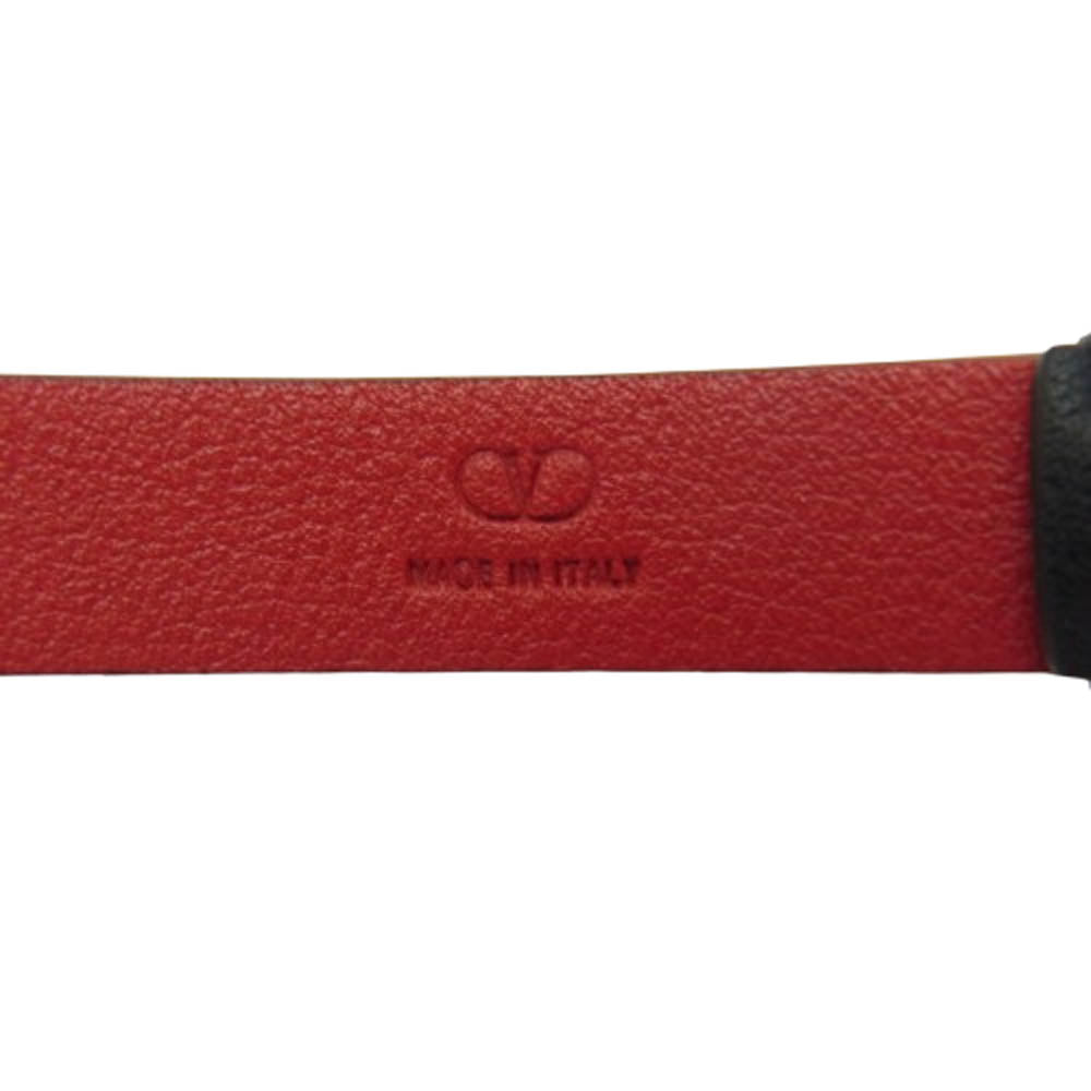 VALENTINO ヴァレンティノ Vロゴ バックル 2連 レザー ダブル ブレスレット ブラック系 レッド系【中古】