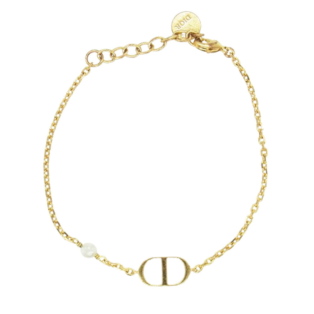 Christian Dior クリスチャンディオール PETIT プチ CDアイコン レジンパール ブレスレット ゴールド系【中古】